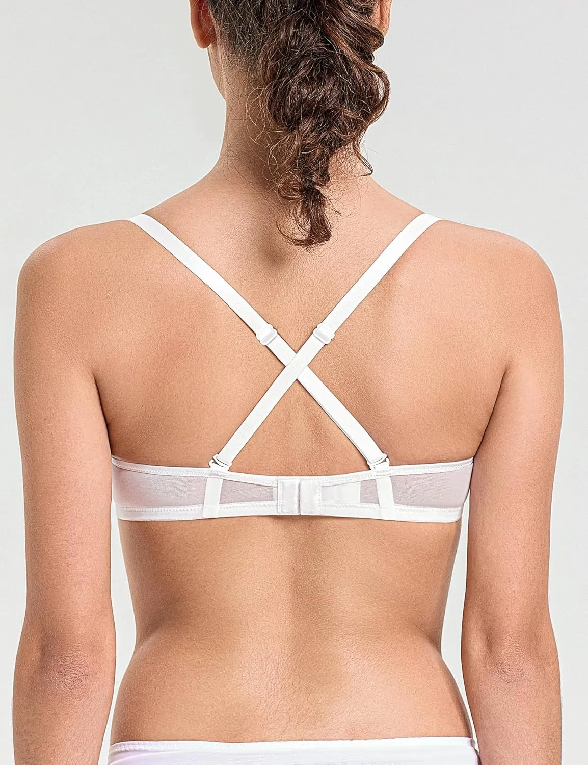 Sheer Lace Underwire Unlined Mesh & Adjustable Straps White
