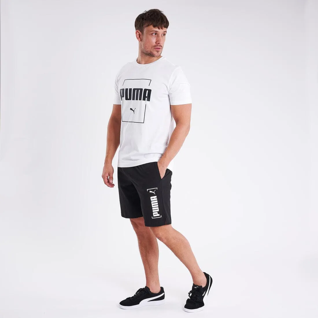 Short Fitness homme coton droit avec poche -  Noir