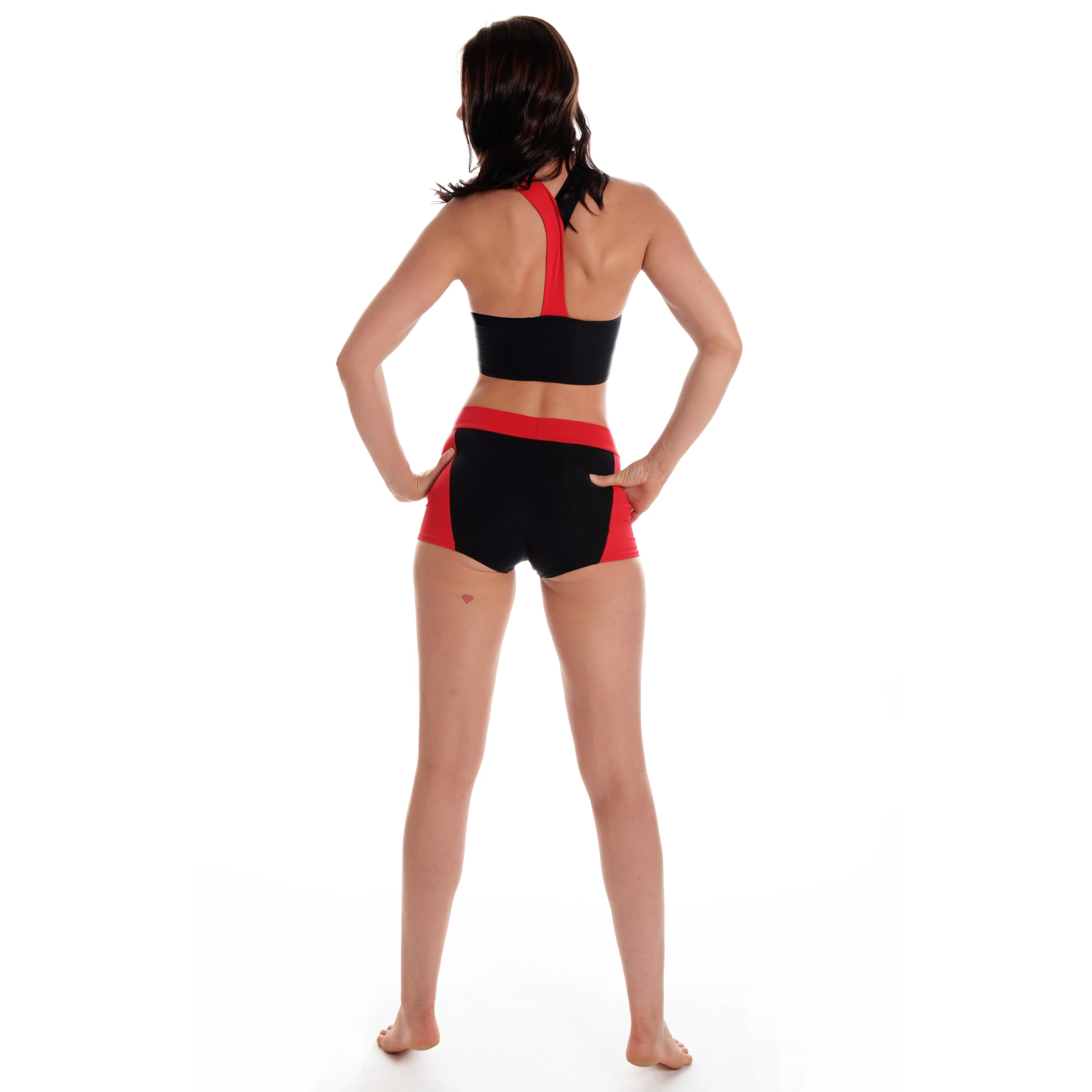 Side Panel Dance Shorts - Black / Red