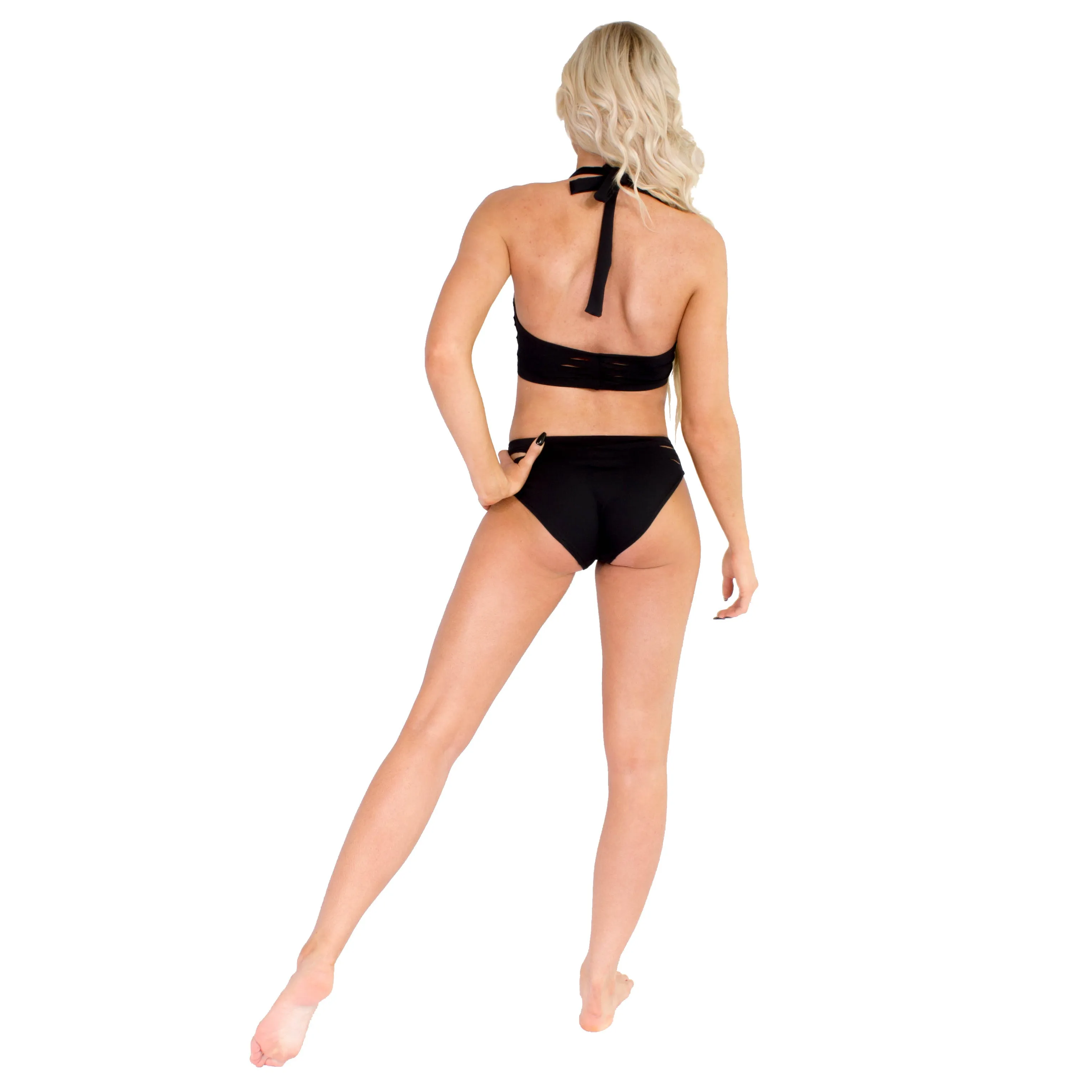 Slash Crop Top and Shorts - Black