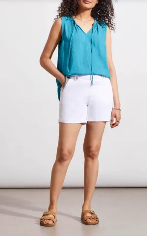 Sleeveless Blouse With Tie - Lagoon Mist