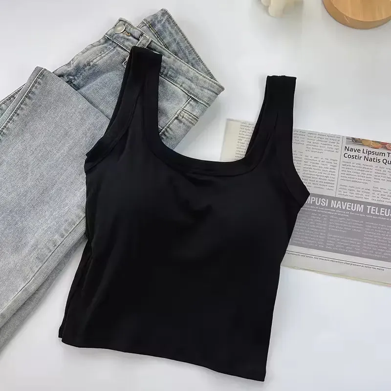 Sleeveless Short Ladies sexy modal Tank Top Multi Colors O-Neck women classic crop top