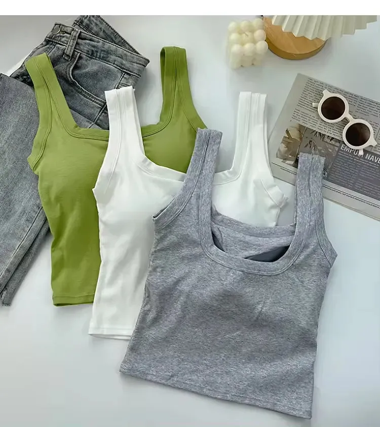 Sleeveless Short Ladies sexy modal Tank Top Multi Colors O-Neck women classic crop top