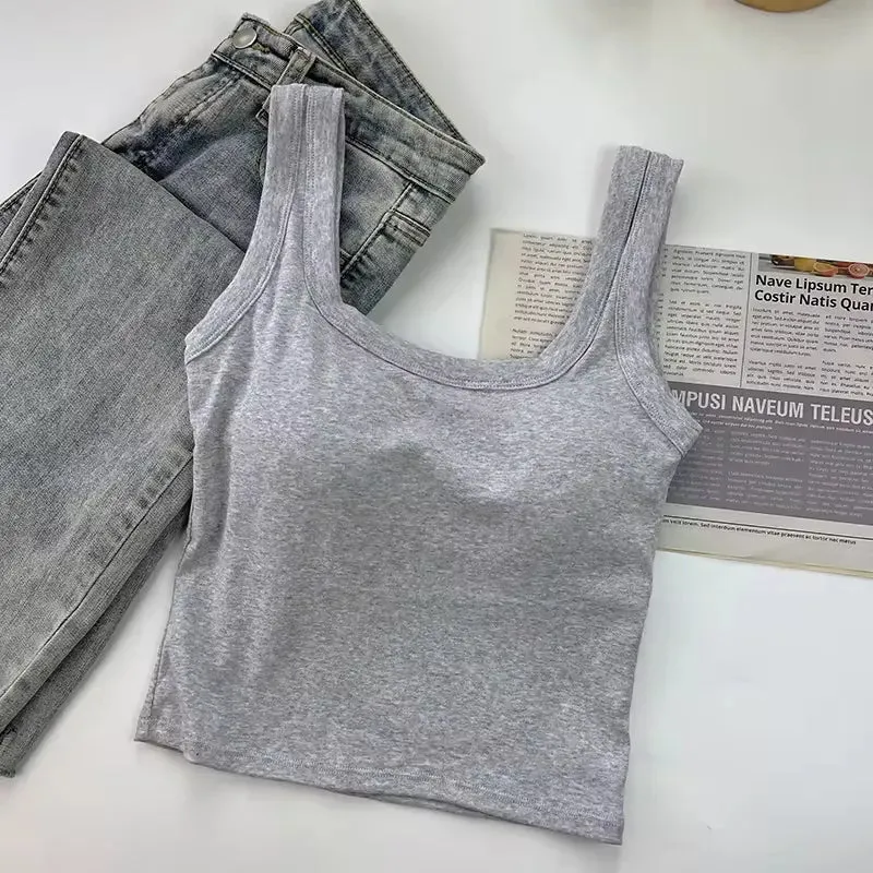 Sleeveless Short Ladies sexy modal Tank Top Multi Colors O-Neck women classic crop top