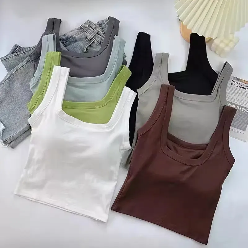 Sleeveless Short Ladies sexy modal Tank Top Multi Colors O-Neck women classic crop top