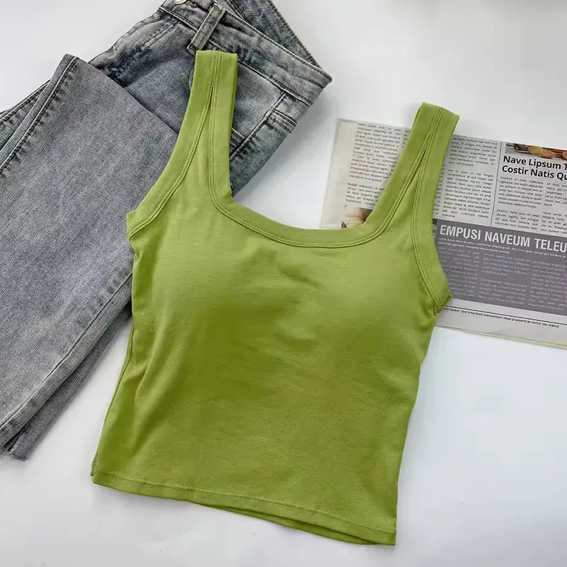 Sleeveless Short Ladies sexy modal Tank Top Multi Colors O-Neck women classic crop top