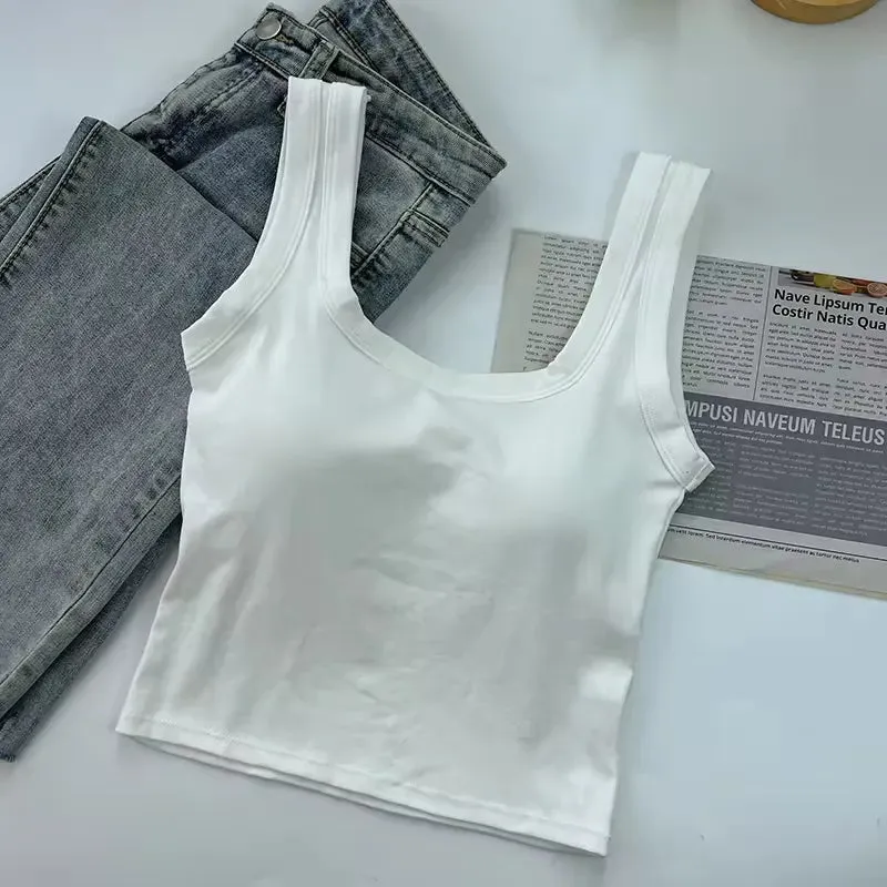 Sleeveless Short Ladies sexy modal Tank Top Multi Colors O-Neck women classic crop top