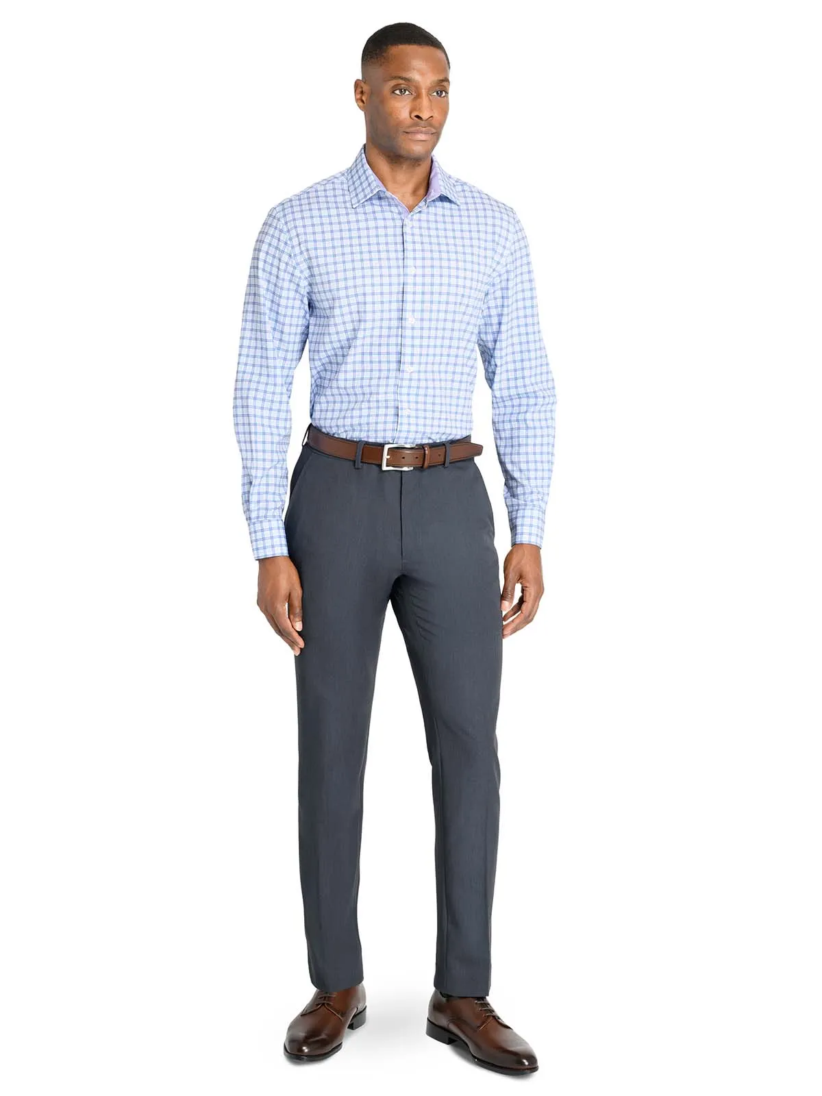 Slim & Regular Fit Plaid Performance Dress Shirt