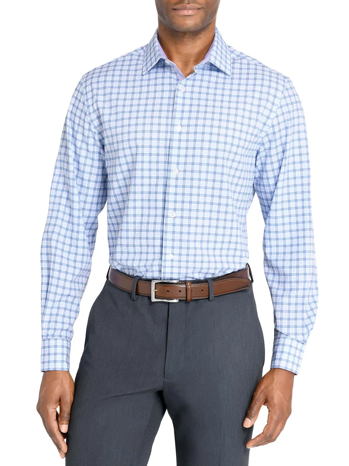 Slim & Regular Fit Plaid Performance Dress Shirt