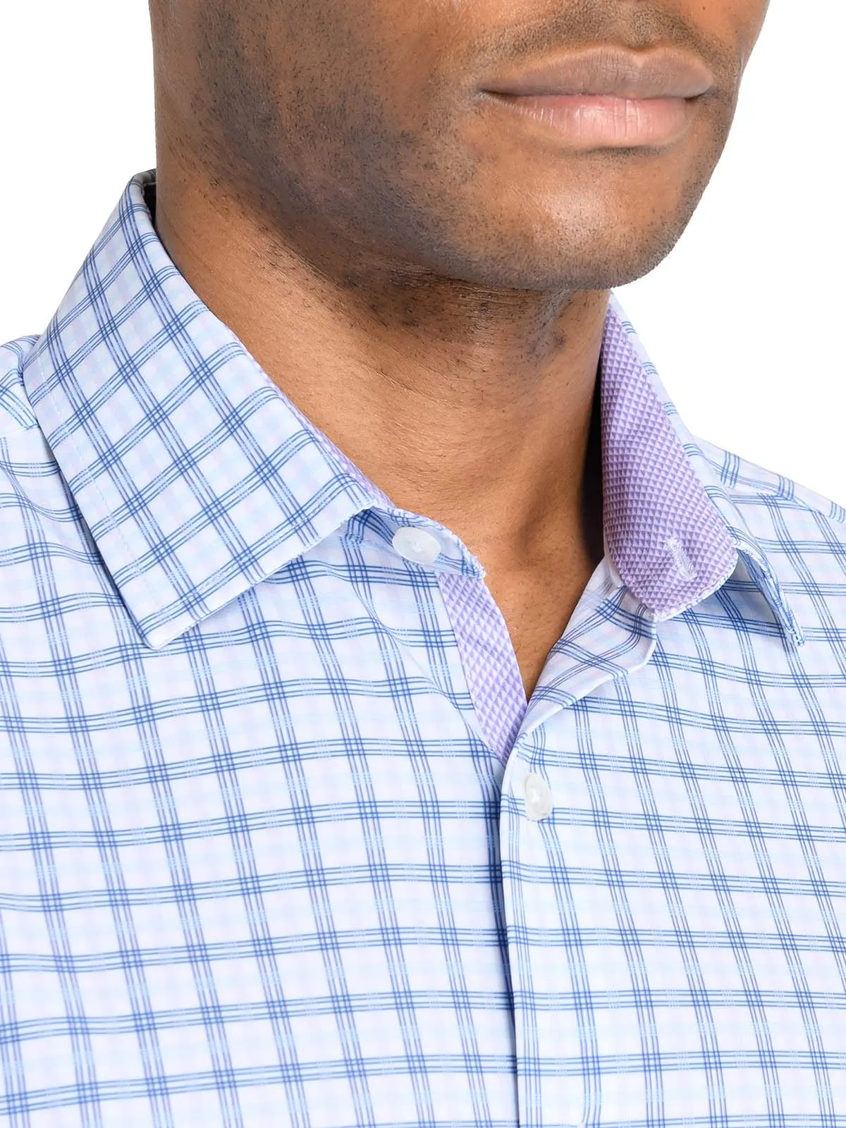 Slim & Regular Fit Plaid Performance Dress Shirt
