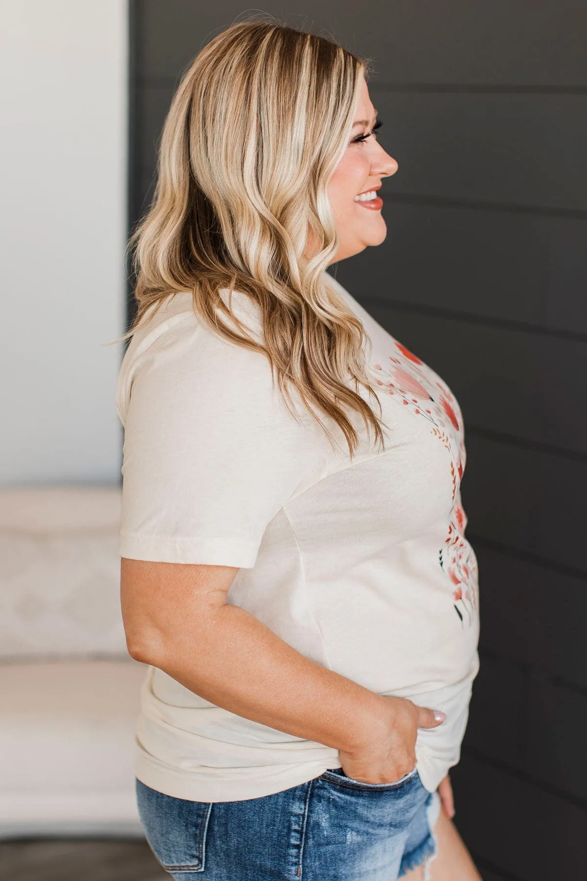 Smiling For Spring Floral Graphic Tee- Cream