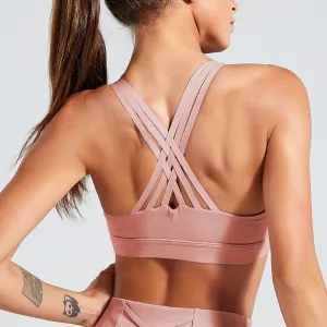 Solid Cross Back Padded Crop Tops trendy