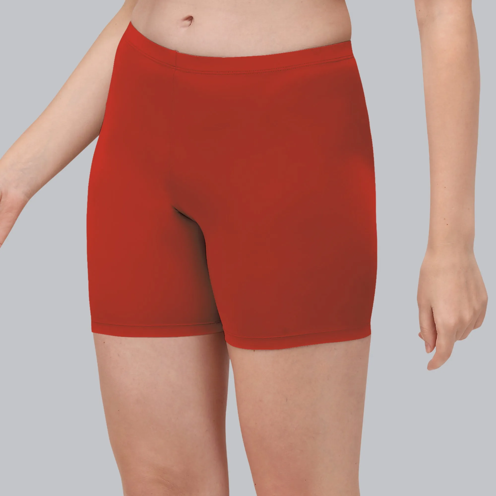 Solid Polyamide Spandex Mid Thigh Length Cycling Shorts