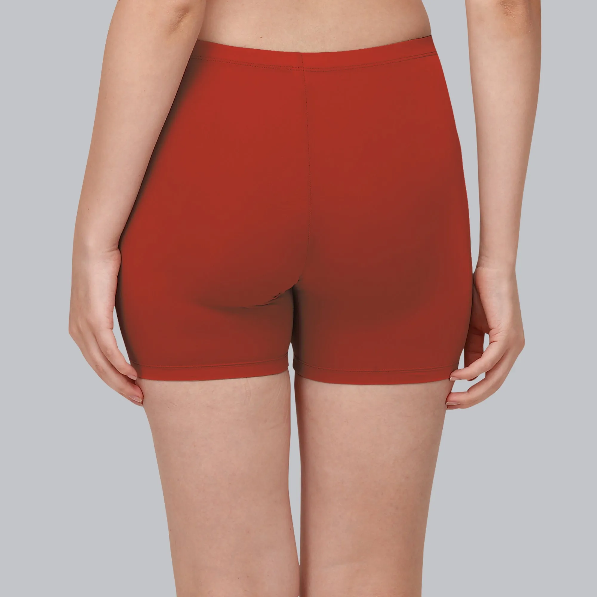 Solid Polyamide Spandex Mid Thigh Length Cycling Shorts