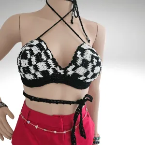Speed Checker Crochet Cropped Top