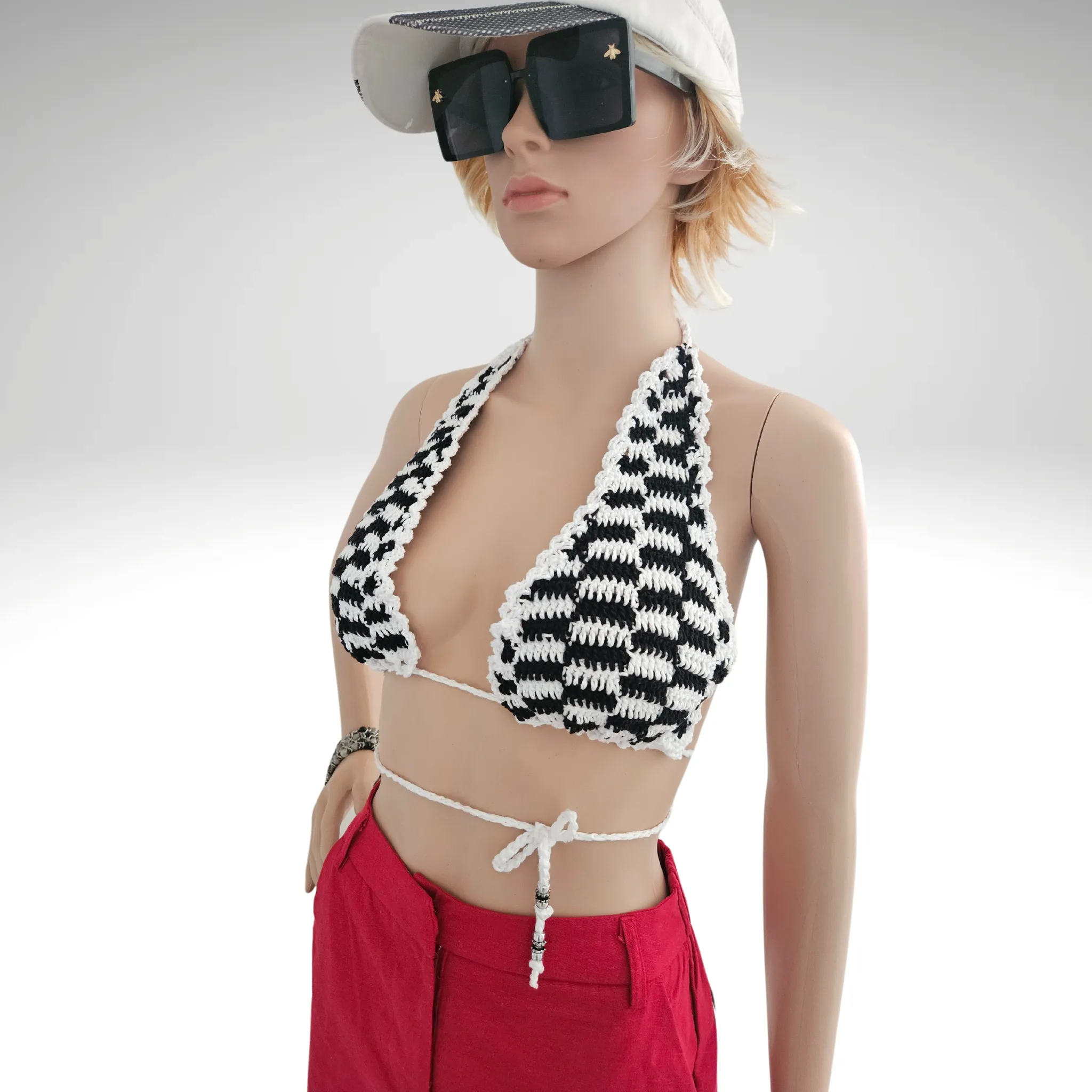 Speed Checker Crochet Cropped Top