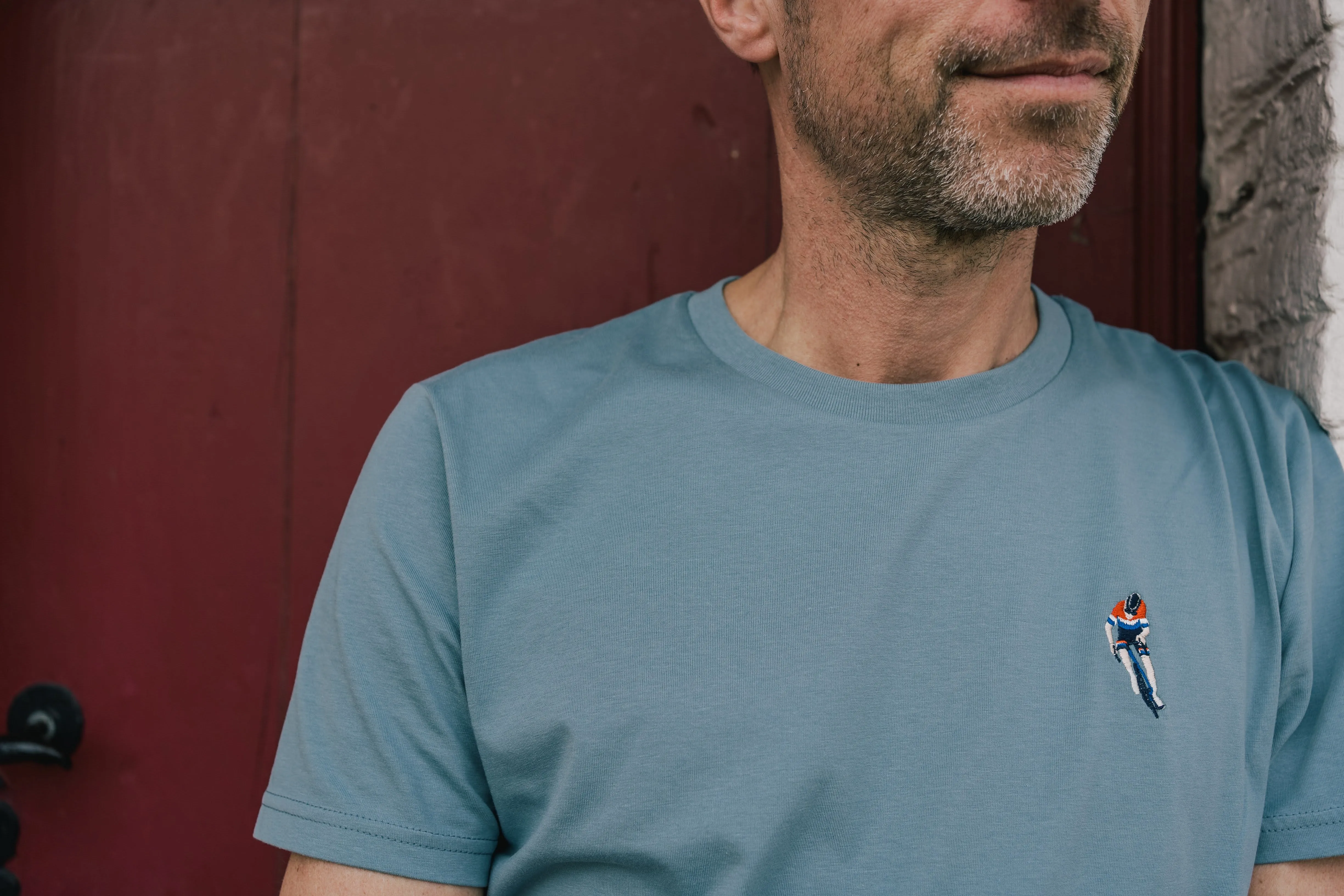 Strade Bianche Mathieu van der Poel Cycling T-Shirt (old blue)