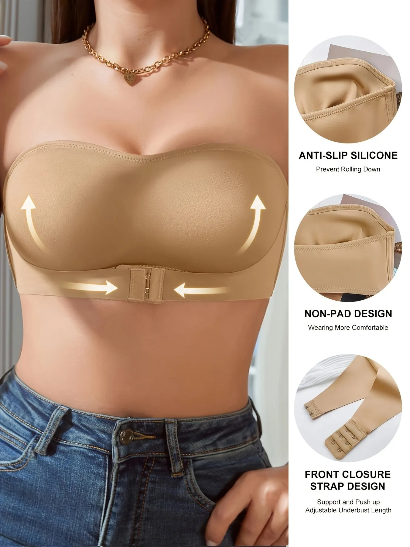 Strapless Buckle Bra Non Padded Bandeau Women's Lingerie