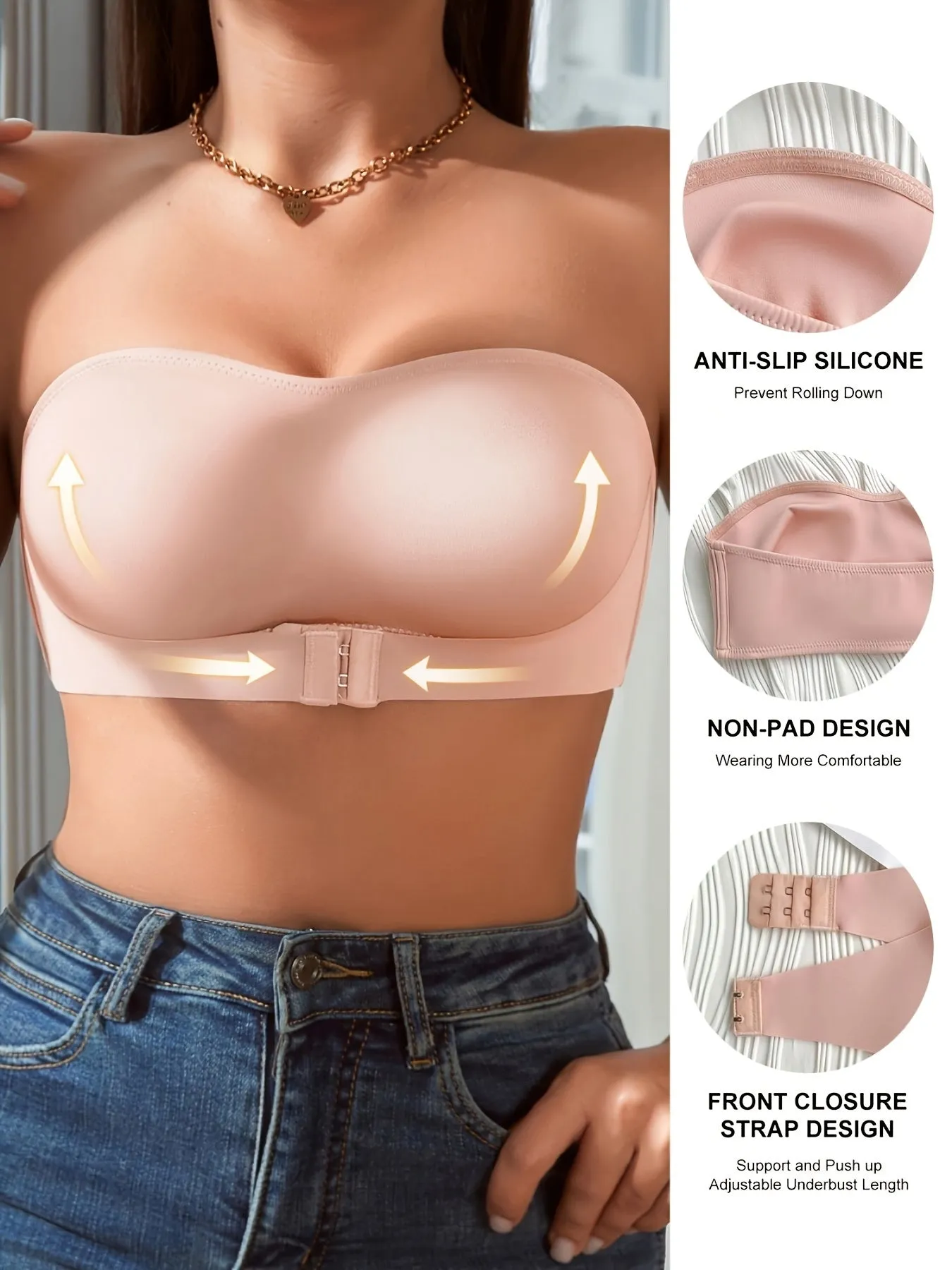 Strapless Buckle Bra Non Padded Bandeau Women's Lingerie