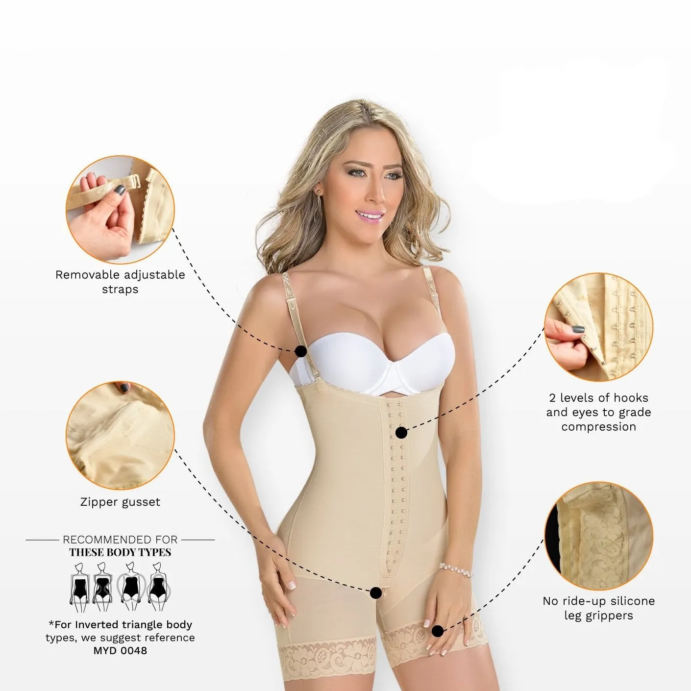 Strapless Mid Thigh Tummy Control Body Shaper