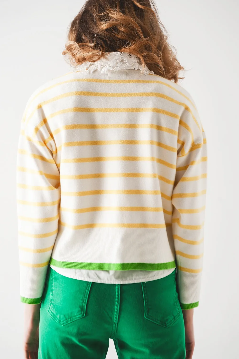Stripe sweater in yellow & white