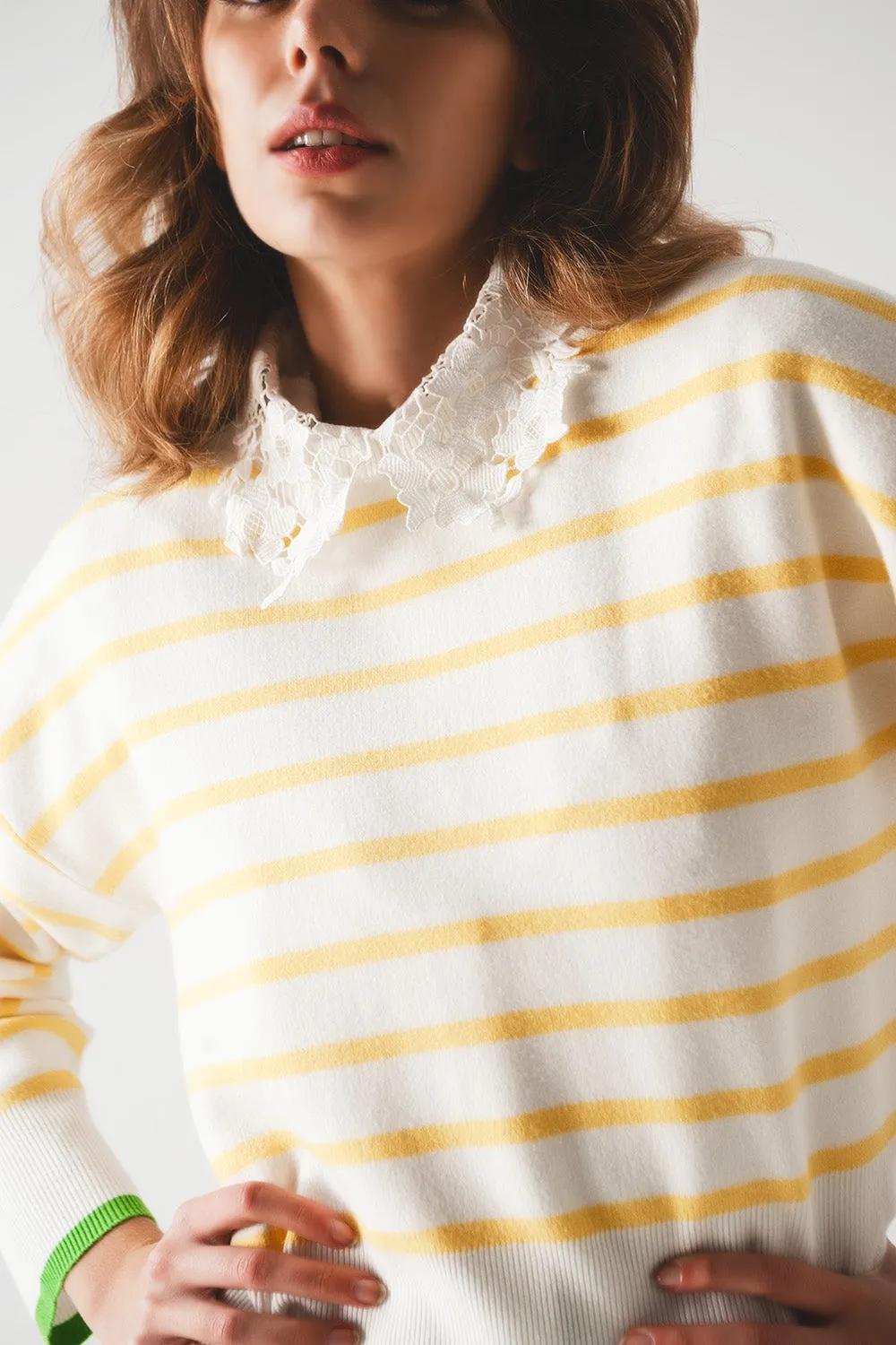 Stripe sweater in yellow & white