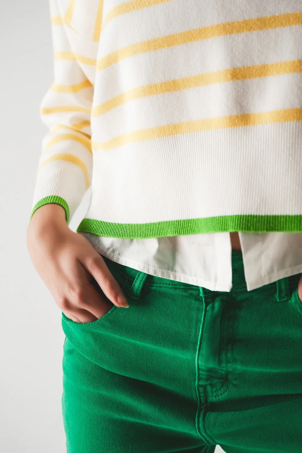 Stripe sweater in yellow & white