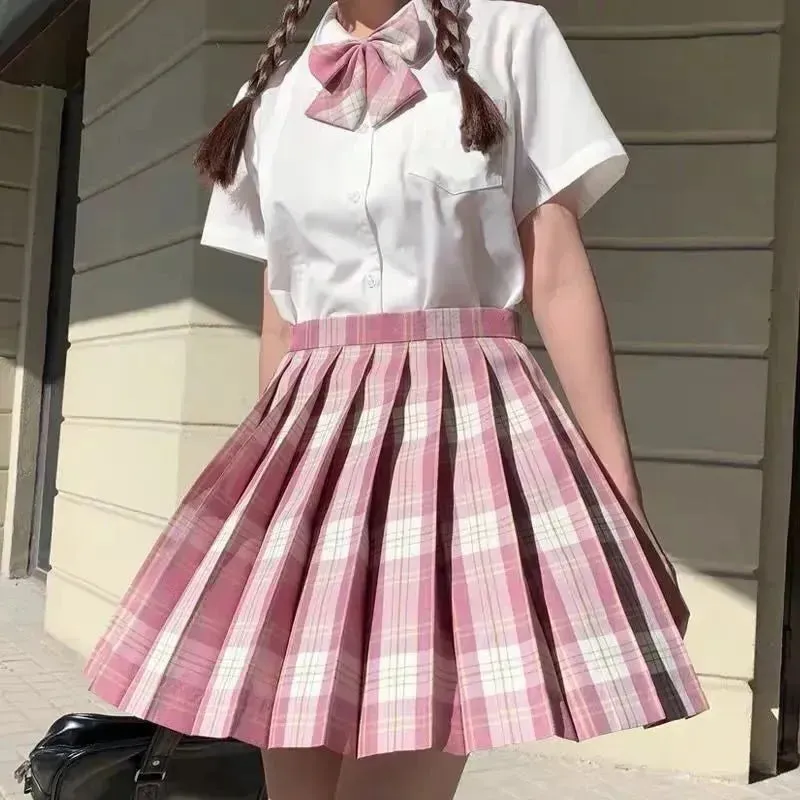 Student Jk Plaid Skirt Preppy Style Mini Pleated  Kilt Skirt