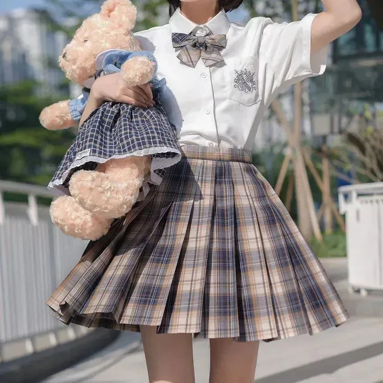 Student Jk Plaid Skirt Preppy Style Mini Pleated  Kilt Skirt