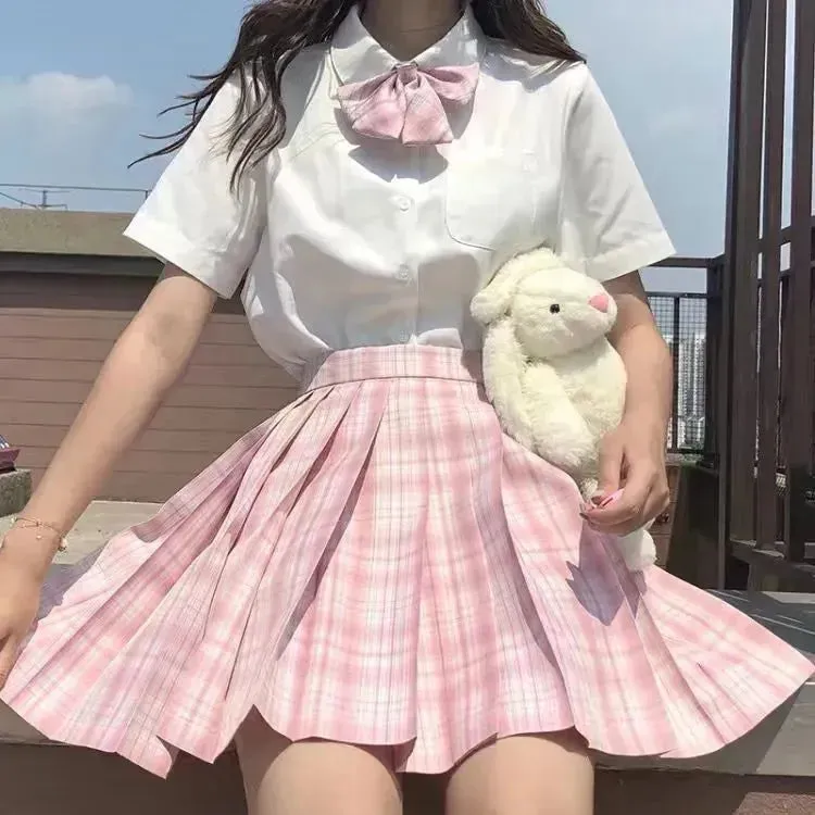 Student Jk Plaid Skirt Preppy Style Mini Pleated  Kilt Skirt