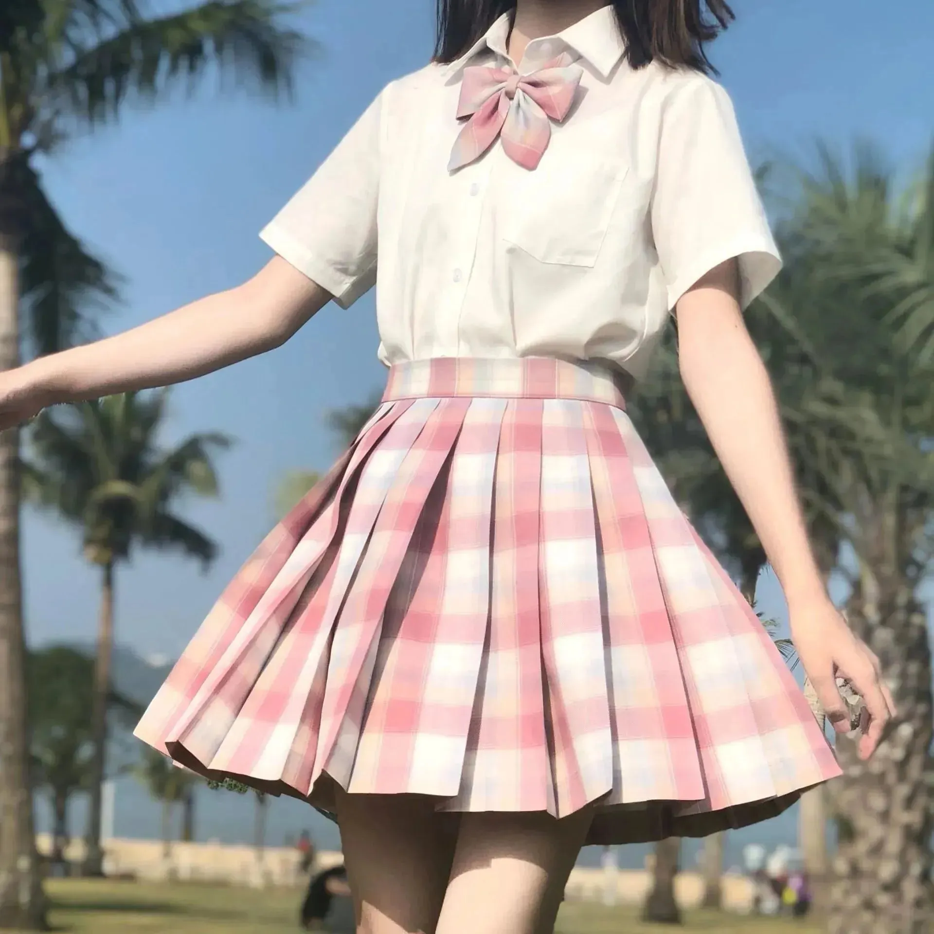 Student Jk Plaid Skirt Preppy Style Mini Pleated  Kilt Skirt
