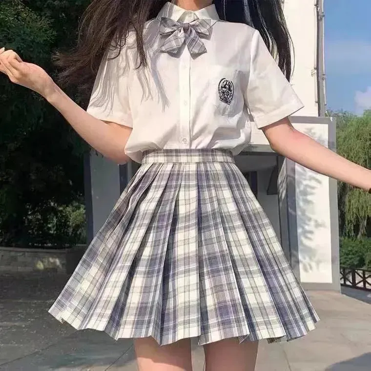 Student Jk Plaid Skirt Preppy Style Mini Pleated  Kilt Skirt