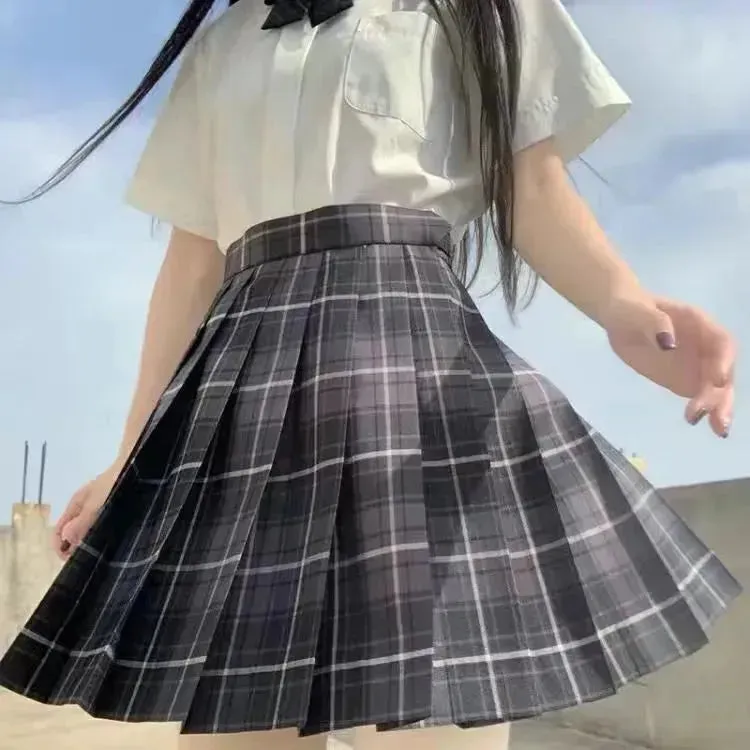 Student Jk Plaid Skirt Preppy Style Mini Pleated  Kilt Skirt