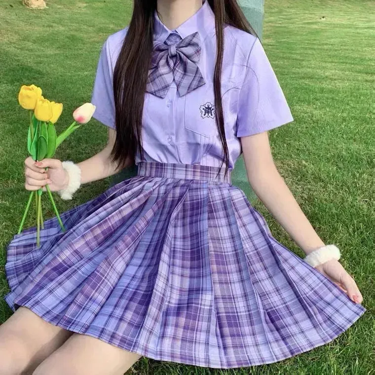 Student Jk Plaid Skirt Preppy Style Mini Pleated  Kilt Skirt