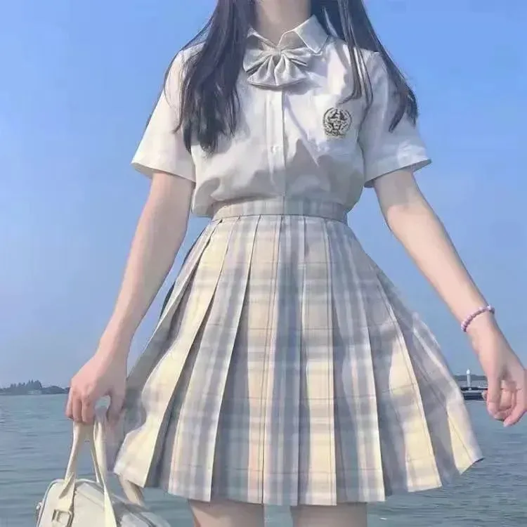 Student Jk Plaid Skirt Preppy Style Mini Pleated  Kilt Skirt