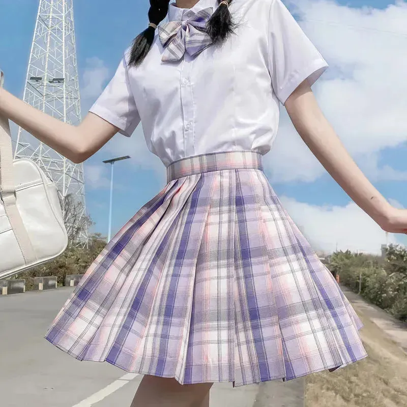 Student Jk Plaid Skirt Preppy Style Mini Pleated  Kilt Skirt