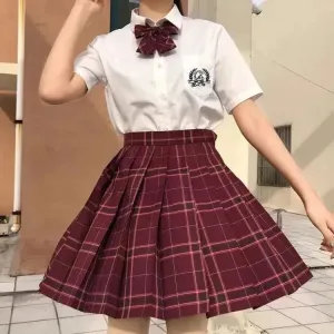 Student Jk Plaid Skirt Preppy Style Mini Pleated  Kilt Skirt