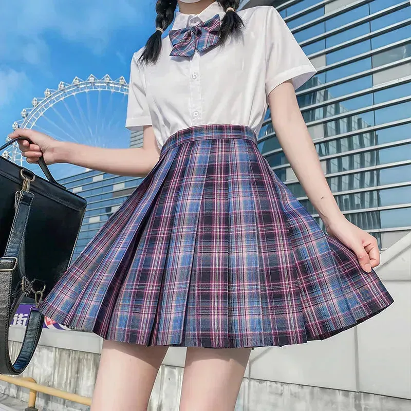 Student Jk Plaid Skirt Preppy Style Mini Pleated  Kilt Skirt