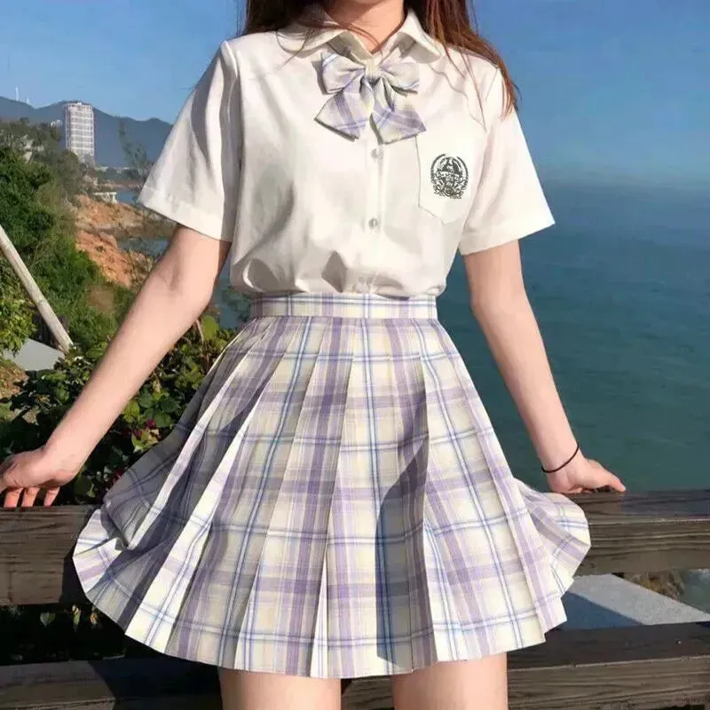 Student Jk Plaid Skirt Preppy Style Mini Pleated  Kilt Skirt