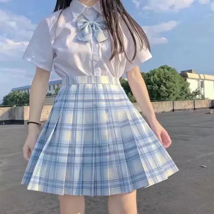 Student Jk Plaid Skirt Preppy Style Mini Pleated  Kilt Skirt