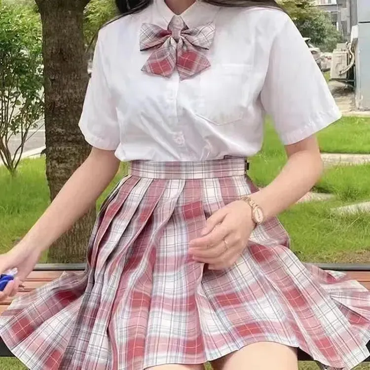 Student Jk Plaid Skirt Preppy Style Mini Pleated  Kilt Skirt