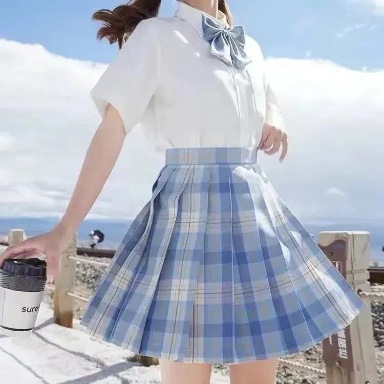 Student Jk Plaid Skirt Preppy Style Mini Pleated  Kilt Skirt