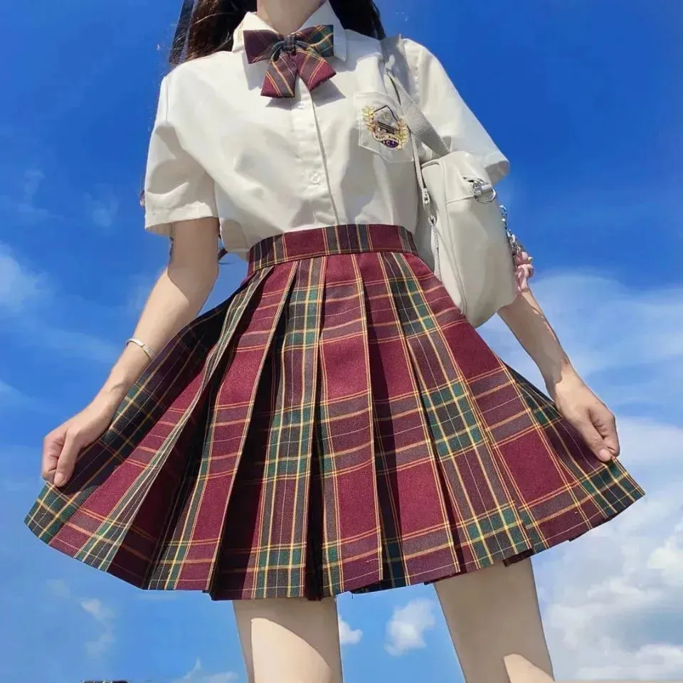 Student Jk Plaid Skirt Preppy Style Mini Pleated  Kilt Skirt