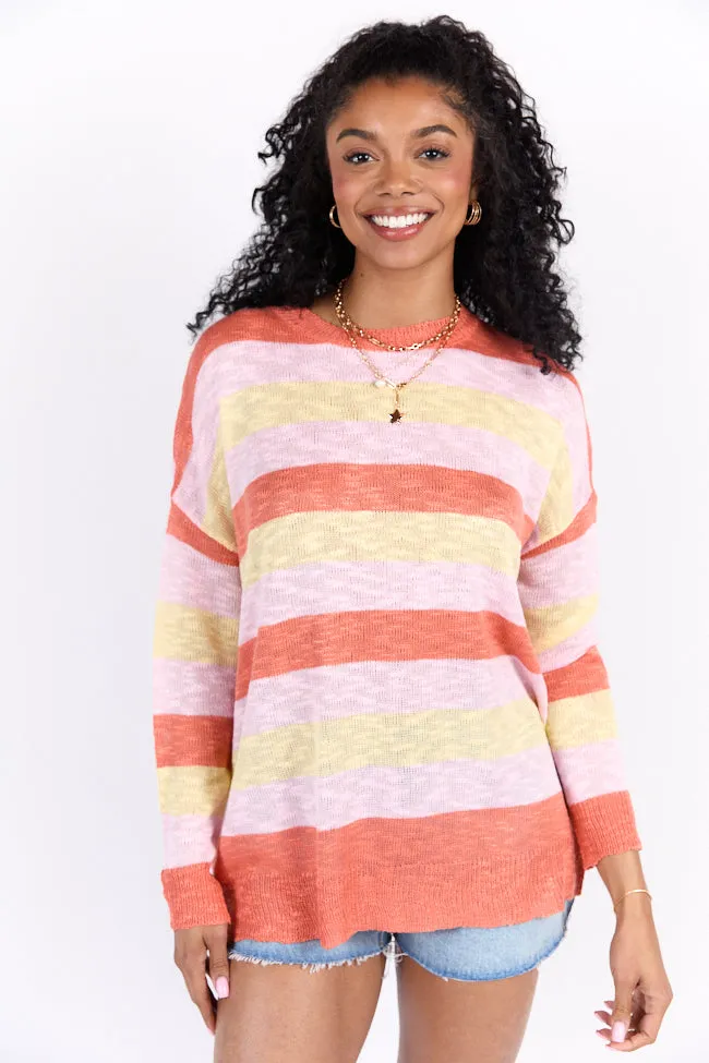 Sunset Chaser Yellow Multi Striped Lightweight Sweater