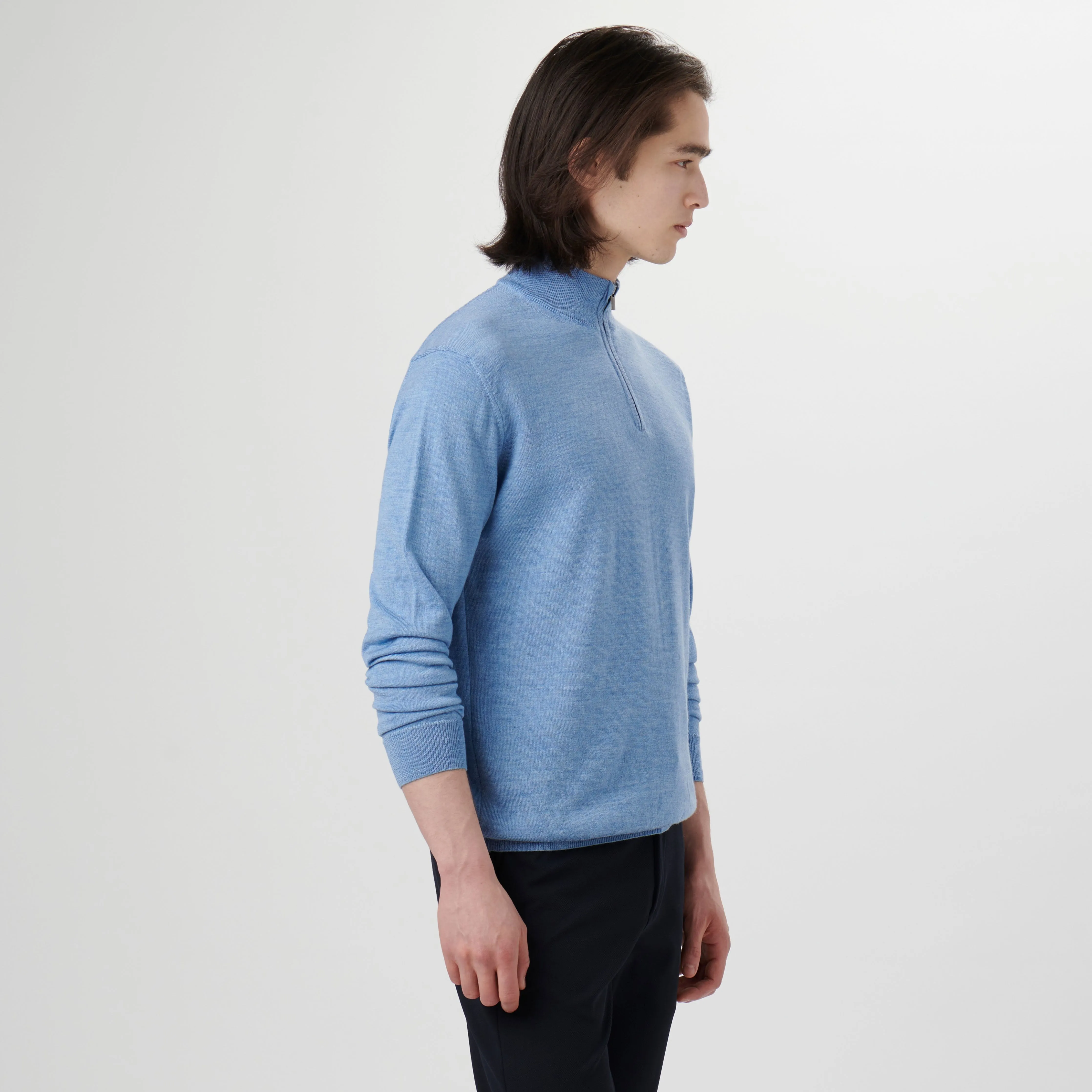 Super Merino Solid Quarter Zip Sweater