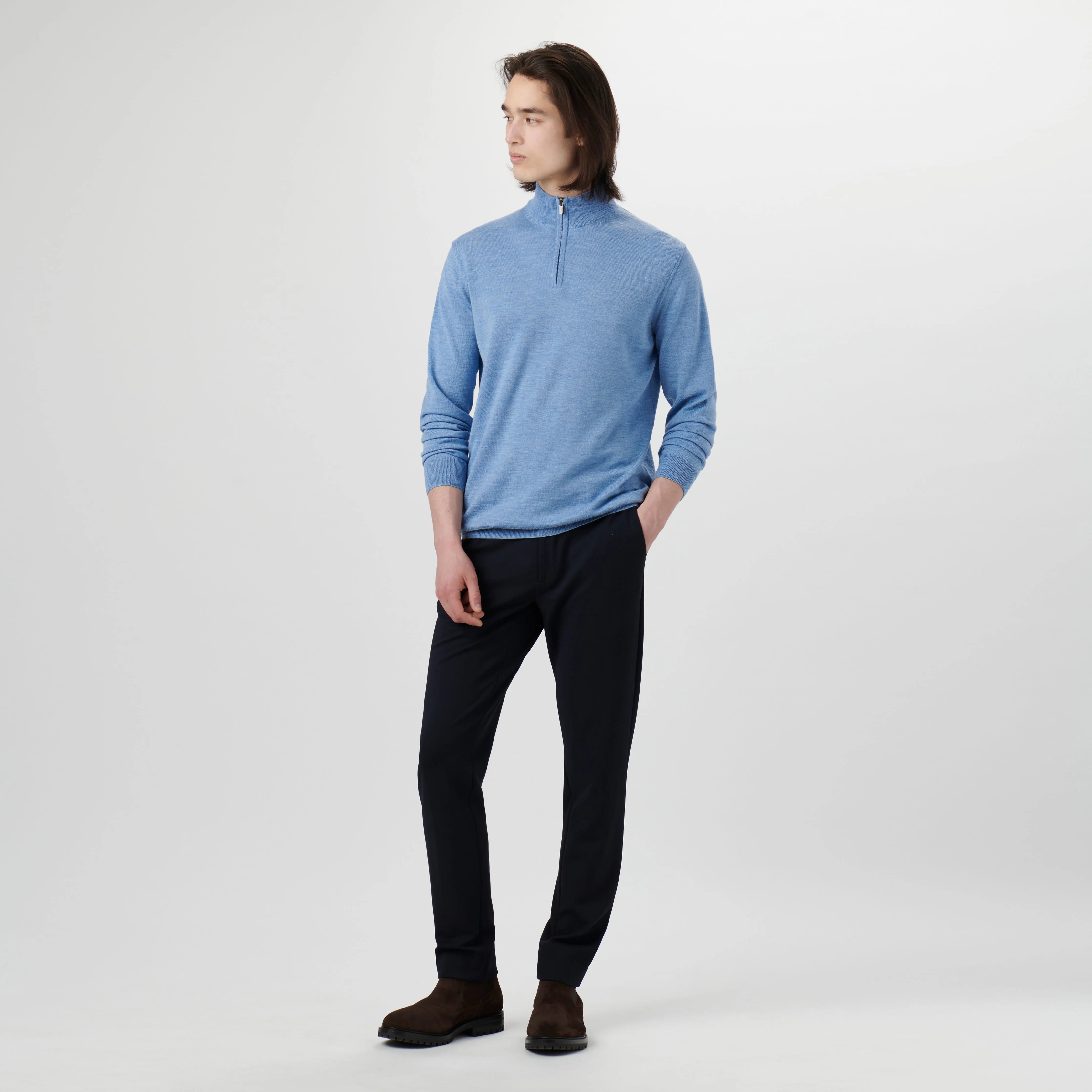 Super Merino Solid Quarter Zip Sweater