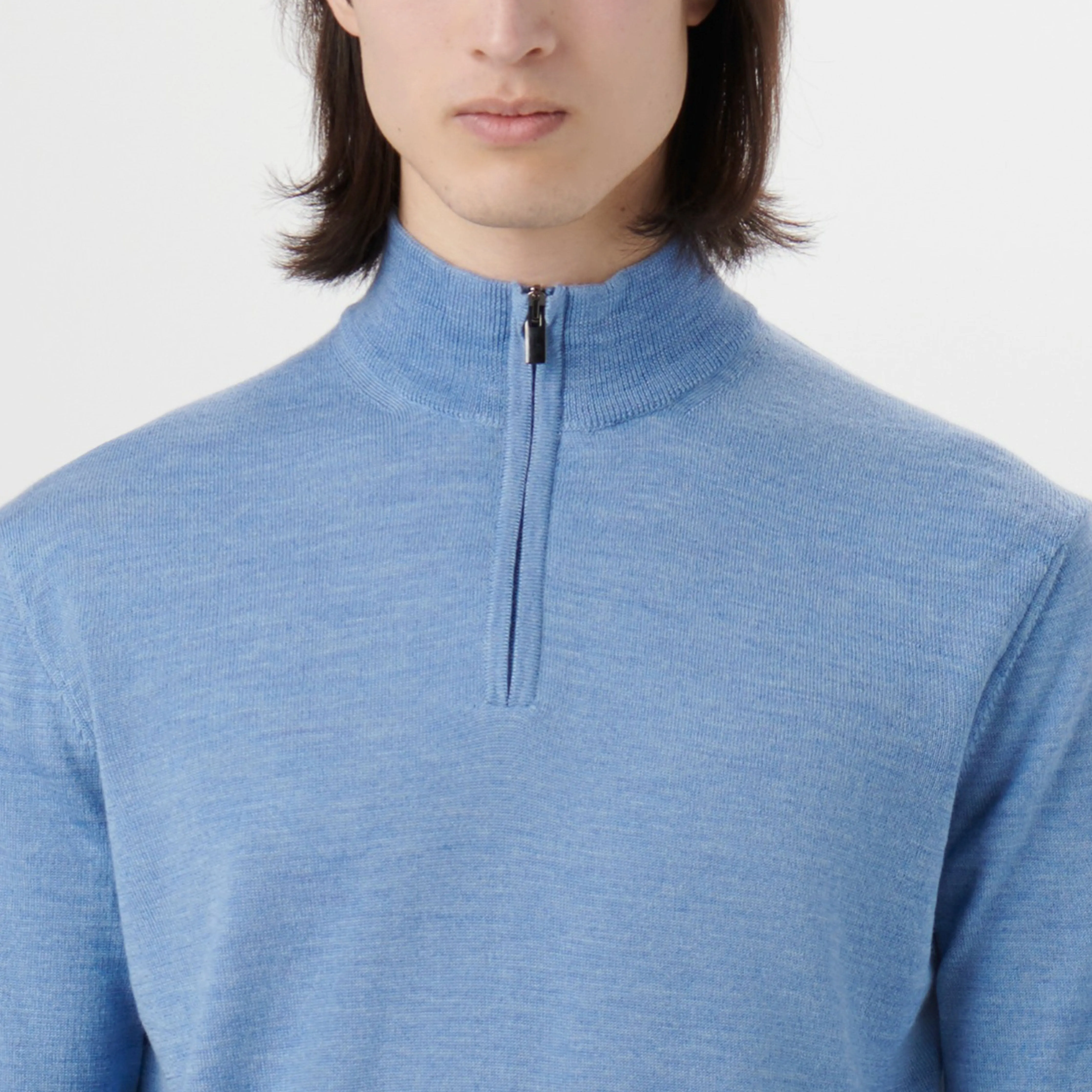 Super Merino Solid Quarter Zip Sweater