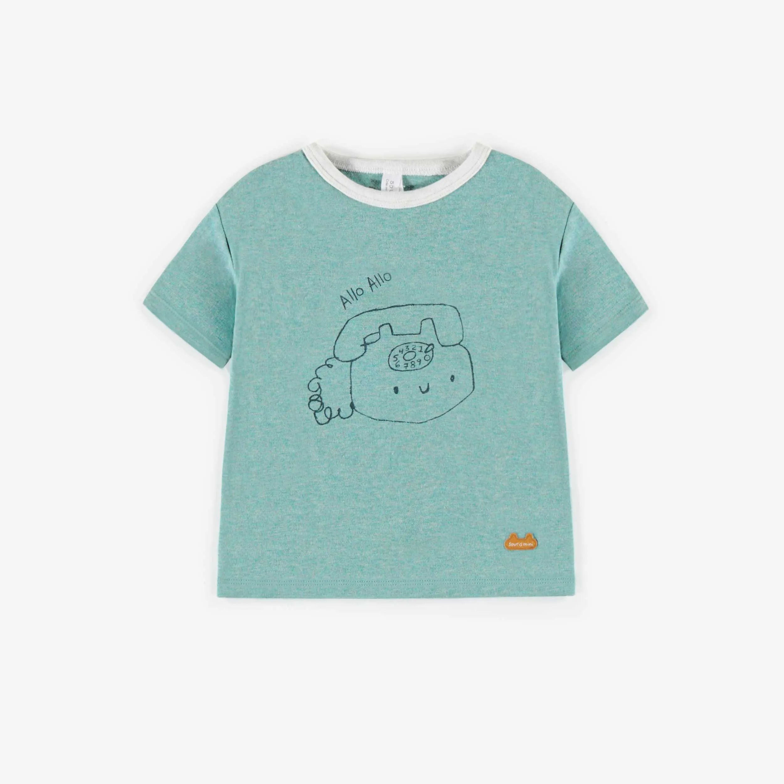 T-shirt turquoise en coton biologique, naissance || Turquoise t-shirt in organic cotton, newborn