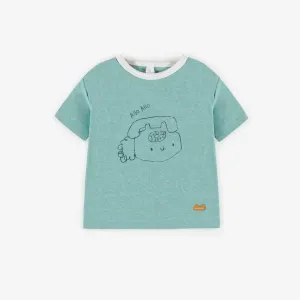 T-shirt turquoise en coton biologique, naissance || Turquoise t-shirt in organic cotton, newborn