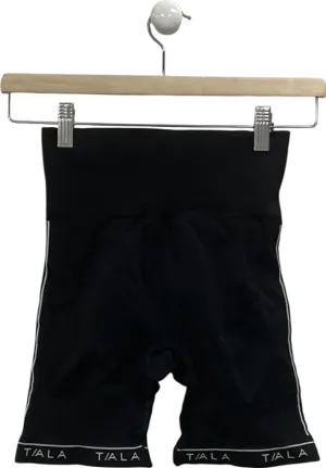 T/ALA Black Ribbed Cycling Shorts UK S